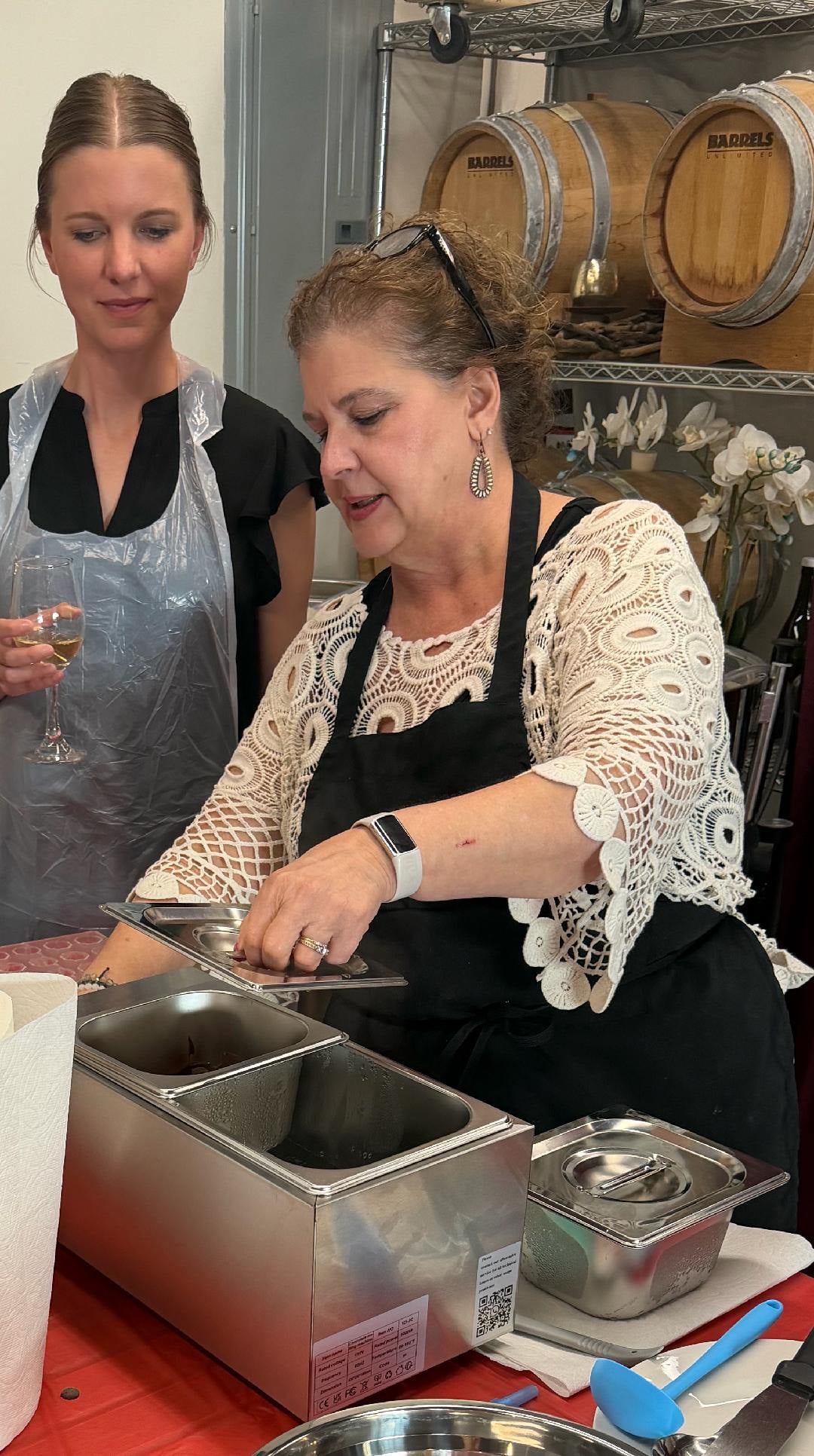 Carrie Griffin hosting a chocolate making class